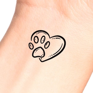 Paw Print Heart Temporary Tattoo / Dog Heart Tattoo