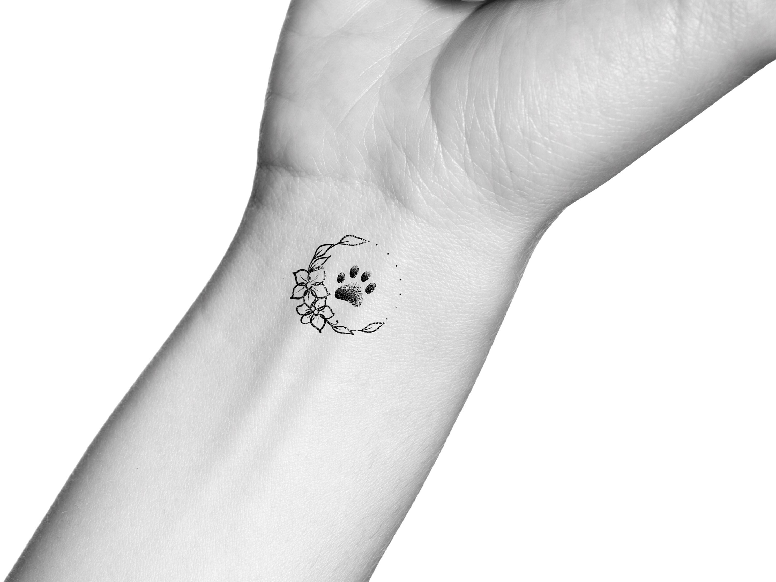 Floral Paw Print Temporary Tattoo - Etsy
