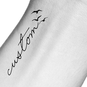 Custom Name Birds Temporary Tattoo / custom words tattoo