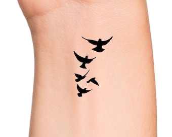 5 Black Birds Temporary Tattoo