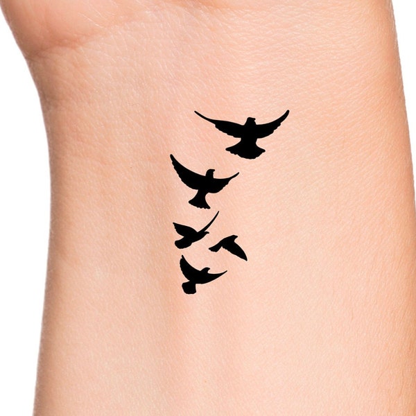 5 Black Birds Temporary Tattoo