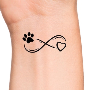 Paw Print Heart Infinity Temporary Tattoo / Dog Print Tattoo
