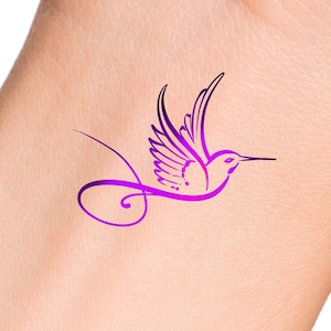 Hummingbird Line Temporary Tattoo