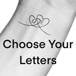 Custom Heart Initials Temporary Tattoo / Custom Heart Letters Tattoo
