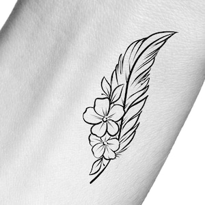 Feather Flowers Temporary Tattoo