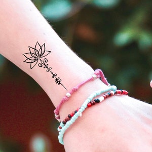 Unalome Lotus Temporary Tattoo