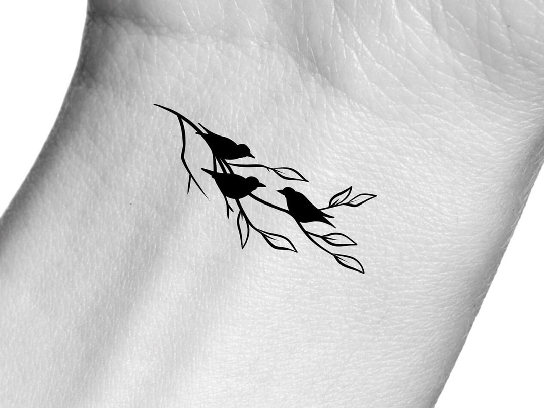 3 Birds on Branch Temporary Tattoo - Etsy