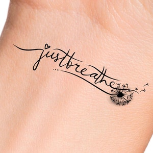 Just Breathe Dandelion Temporary Tattoo