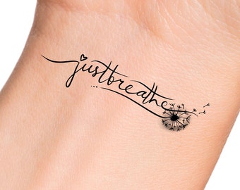 Just Breathe Dandelion Temporary Tattoo