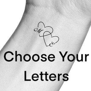 Custom Heart Initials Temporary Tattoo / Custom Heart Letters Tattoo