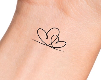 2 Hearts Temporary Tattoo - Etsy 2 Hearts Temporary Tattoo - Etsy