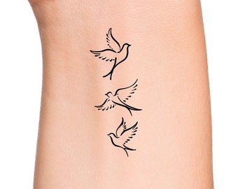 Dove outlines Temporary Tattoo / Choose How Many Doves Tattoo / 2 birds tattoo / 3 doves tattoo