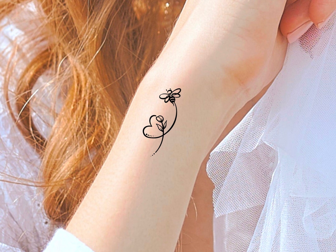 Bee Heart Temporary Tattoo
