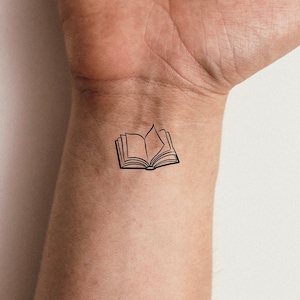 Small Book Outline Temporary Tattoo