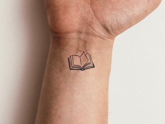 Small Book Outline Temporary Tattoo - Etsy Small Book Outline Temporary Tattoo - Etsy