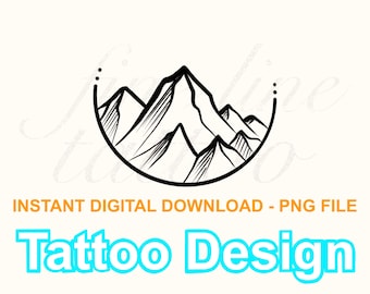 Mountains Tattoo Design Digital Download PNG