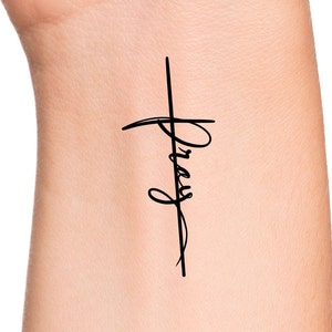 Pray Cross Temporary Tattoo - Etsy