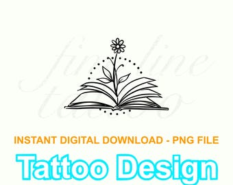 Floral Open Book Design Digital Download PNG