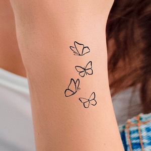 Family 4 Butterflies Temporary Tattoo