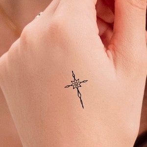 Minimalist Cross Temporary Tattoo / religious tattoo