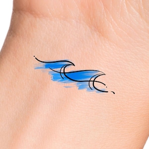 Blue Waves Temporary Tattoo