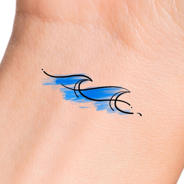 Temporary Tattoo Wave Etsy