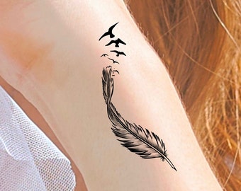 Feather Birds Temporary Tattoo