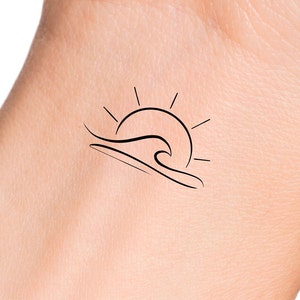 Wave Sun Temporary Tattoo