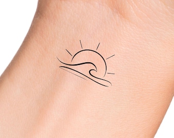 Wave Sun Temporary Tattoo
