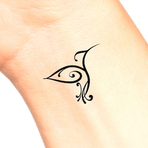 Hummingbird Temporary Tattoo / bird line tattoo