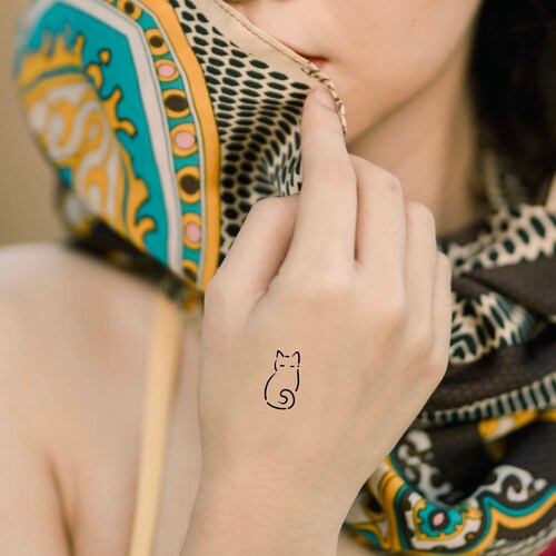 Cat Line Temporary Tattoo / Animal Tattoo / Cat Tattoos Etsy
