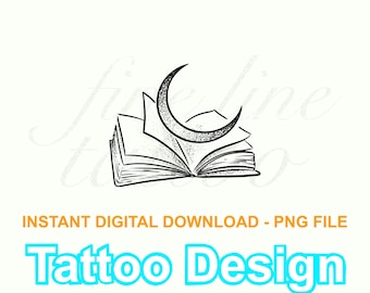 Book Moon Design Digital Download PNG