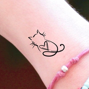 Cat Heart Temporary Tattoo