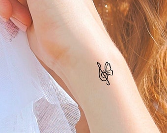 Butterfly Music Note Temporary Tattoo