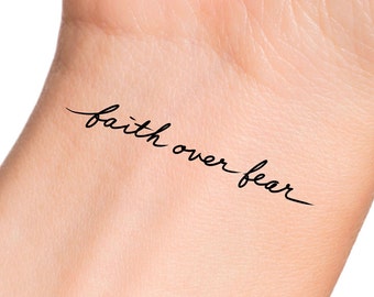 Faith Over Fear Temporary Tattoo / Religious Tattoo