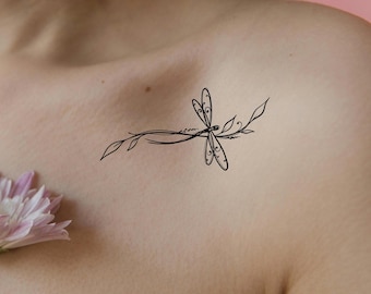 Dragonfly Branch Temporary Tattoo