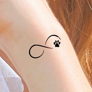 Cute Paw Print Infinity Temporary Tattoo / dog tattoo