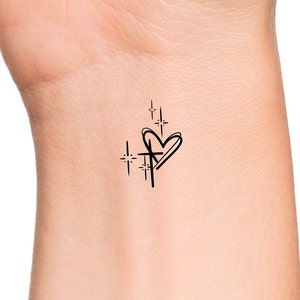 Cross Heart Stars Temporary Tattoo