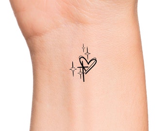 Cross Heart Stars Temporary Tattoo