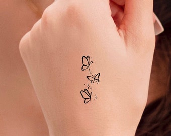 3 Butterflies Stars Temporary Tattoo