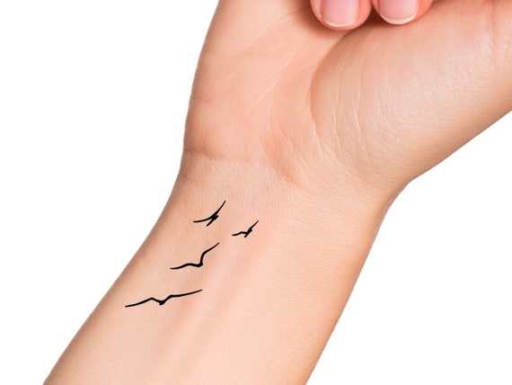 Minimalist Birds Flying Temporary Tattoo - Etsy Israel