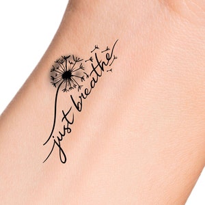 Just Breathe Dandelion Temporary Tattoo