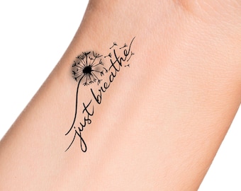 Just Breathe Dandelion Temporary Tattoo