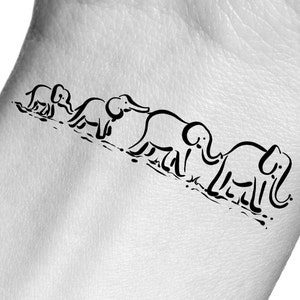 Elephant Family Temporary Tattoo