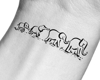 Elephant Family Temporary Tattoo