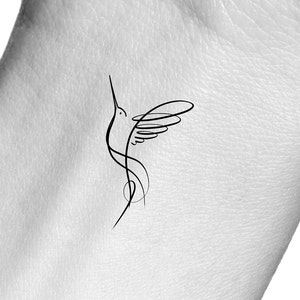 Hummingbird Line Temporary Tattoo