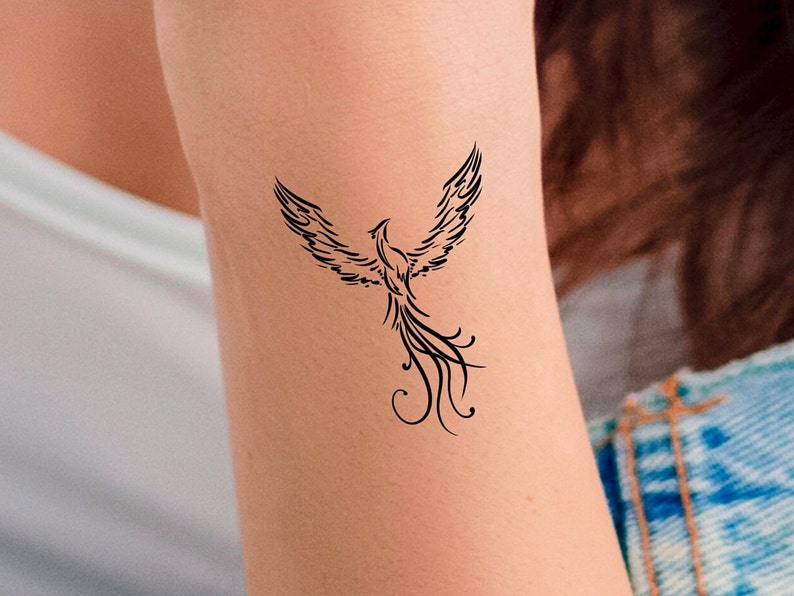 Phoenix Temporary Tattoo / fantasy fire bird tattoo image 1