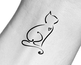 Cat Heart Temporary Tattoo