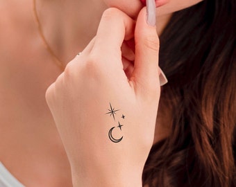 Moon and Stars Temporary Tattoo - Etsy Moon and Stars Temporary Tattoo - Etsy