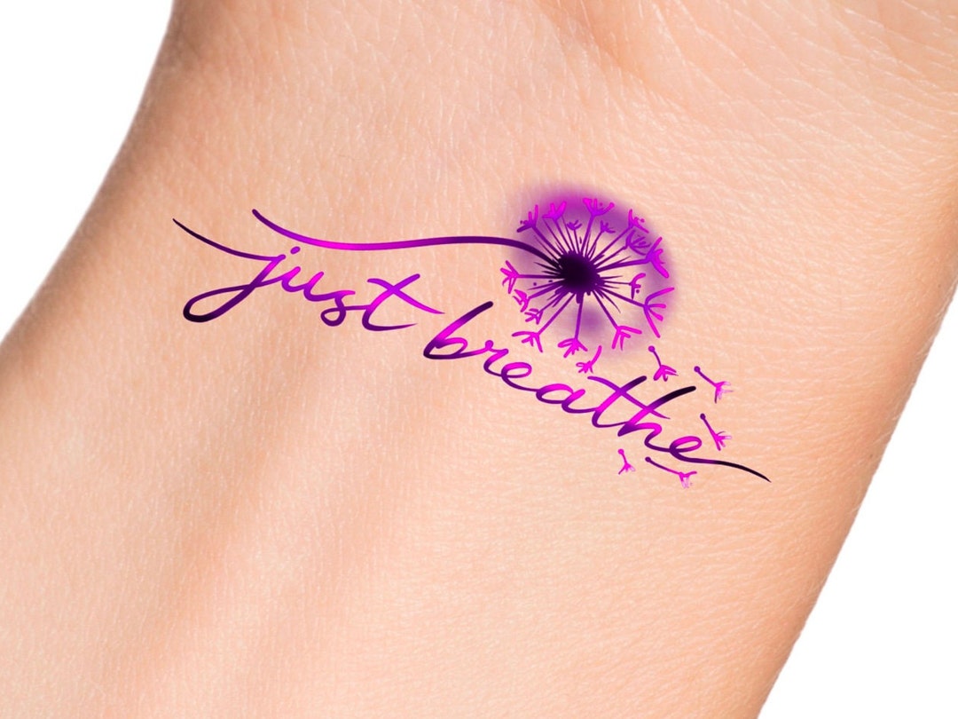 Just Breathe Dandelion Temporary Tattoo Etsy